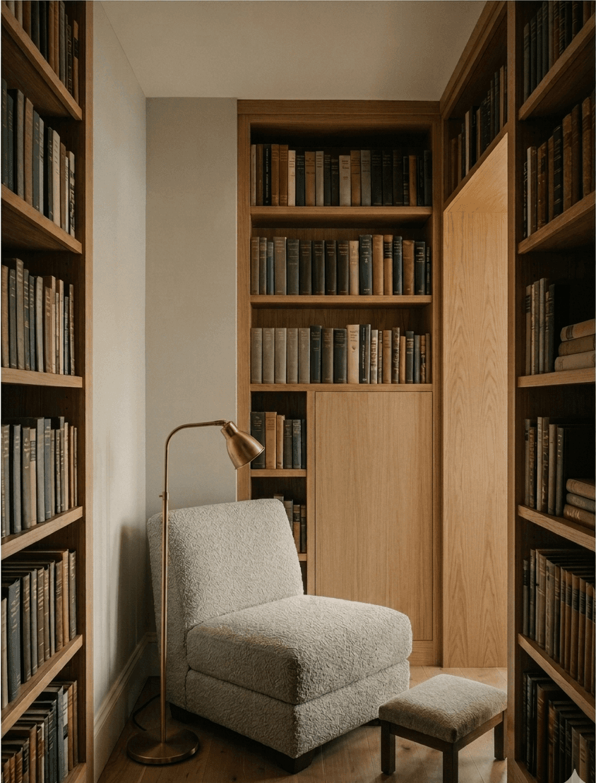 Westside Pied-à-terre — Living room + library